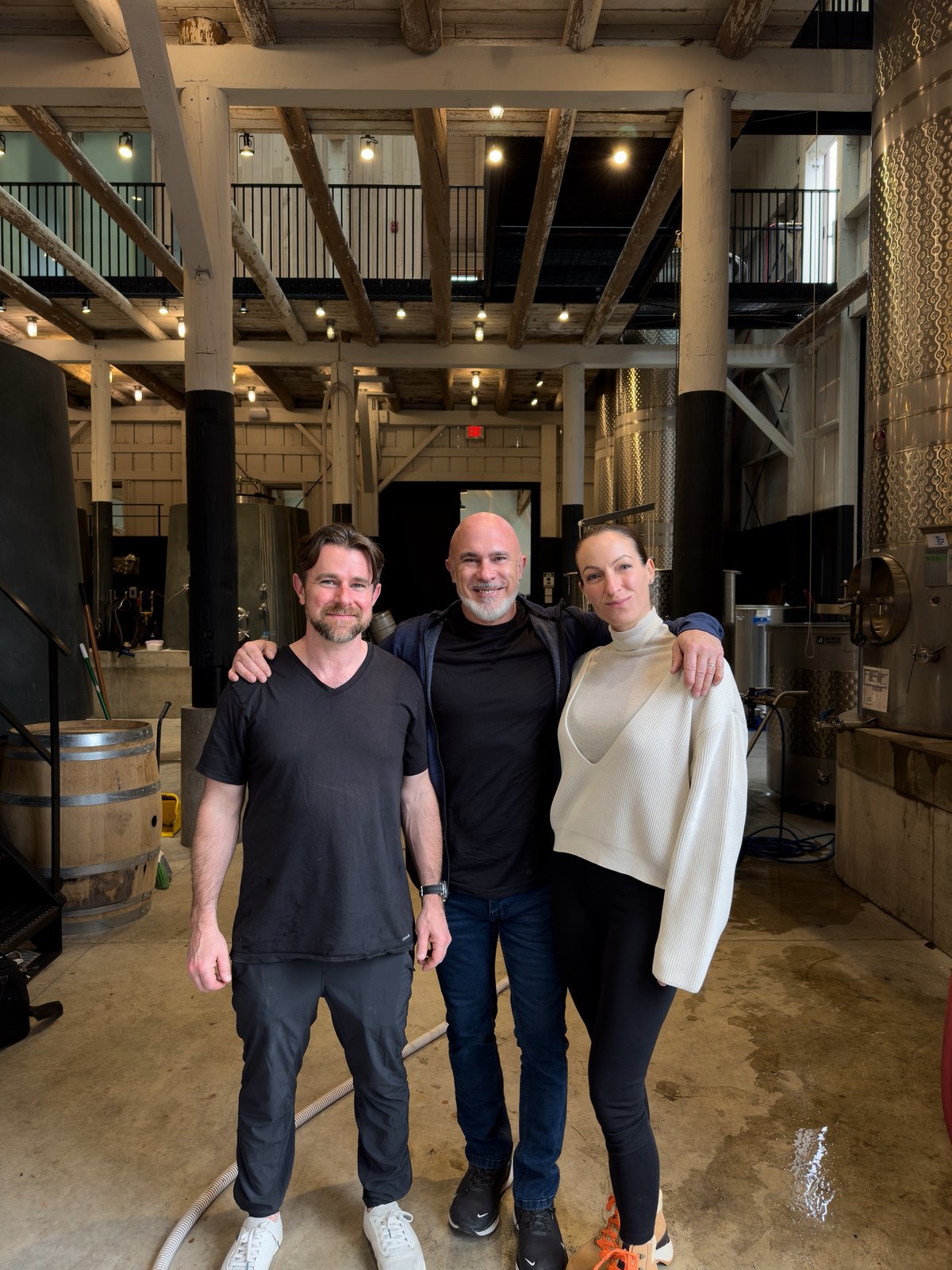 Seth Morgen Long, Patrice Breton and Samantha Breton in the cellar